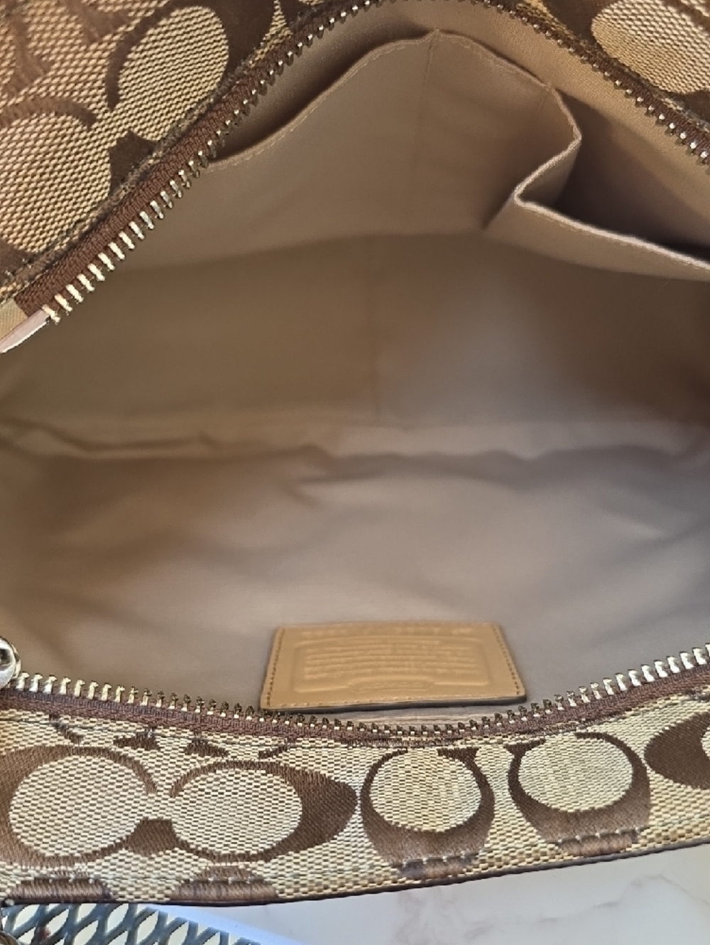 Coach Y2K Nancy Brown Signature Canvas Leather Shoulder Tote Bag Zebra Stripe - Picture 13 of 16